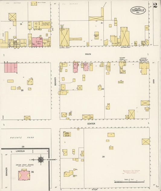 Sanborn Fire Insurance Map from Cedarville, Modoc County, California (1912), Sheet #0002 - Historic Sanborn Fire Insurance Map Print, vintage old map wall art, antique decor, genealogy gift, California California map