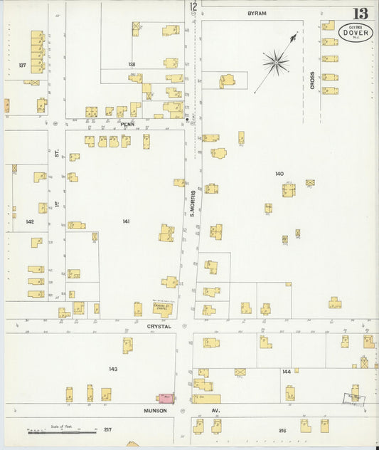 Sanborn Fire Insurance Map from Dover, Morris County, New Jersey (1900), Sheet #0013 - Historic Sanborn Fire Insurance Map Print, vintage old map wall art, antique decor, genealogy gift, New Jersey New Jersey map