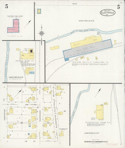 Sanborn Fire Insurance Map from Ellettsville, Monroe County, Indiana (1929), Sheet #0005 - Complete Map Set gallery image, historic Sanborn map, vintage wall art, Indiana Indiana