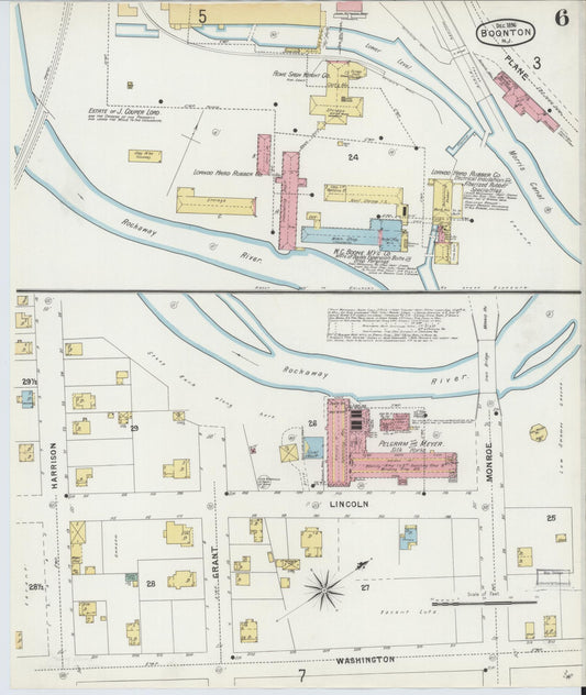 Sanborn Fire Insurance Map from Boonton, Morris County, New Jersey (1896), Sheet #0006 - Historic Sanborn Fire Insurance Map Print, vintage old map wall art, antique decor, genealogy gift, New Jersey New Jersey map