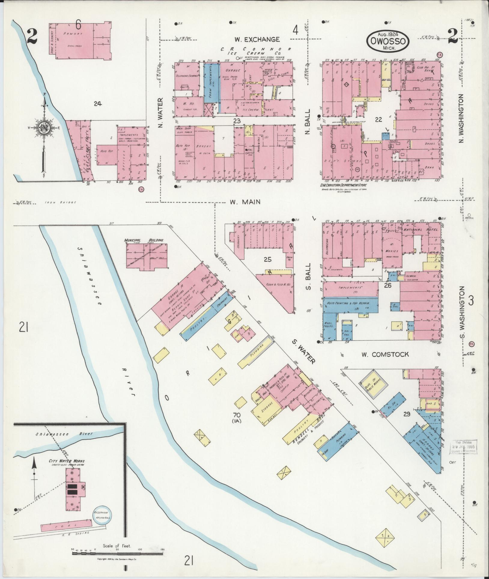 Sanborn Fire Insurance Map from Owosso, Shiawassee County, Michigan (1924), Sheet #0002 - Complete Map Set gallery image, historic Sanborn map, vintage wall art, Michigan Michigan