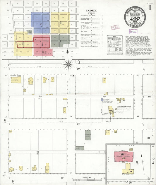 Sanborn Fire Insurance Map from Lind, Adams County, Washington (1909), Sheet #0001 - Complete Map Set gallery image, historic Sanborn map, vintage wall art, Washington Washington
