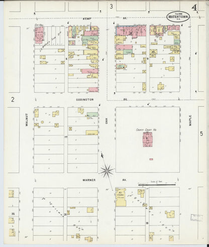 Sanborn Fire Insurance Map from Watertown, Codington County, South Dakota (1898), Sheet #0004 - Complete Map Set gallery image, historic Sanborn map, vintage wall art, South Dakota South Dakota