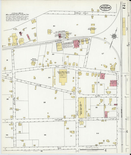 Sanborn Fire Insurance Map from Warsaw, Duplin County, North Carolina (1921), Sheet #0002 - Historic Sanborn Fire Insurance Map Print, vintage old map wall art, antique decor, genealogy gift, North Carolina North Carolina map