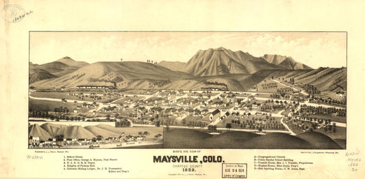 Bird's eye view of Maysville, Colo. Chaffee County 1882. (1882) – Historic Bird’s-Eye View Panorama Print
