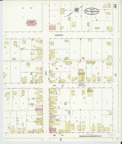 Sanborn Fire Insurance Map from Williamsburg, Clermont County, Ohio (1911), Sheet #0003 - Historic Sanborn Fire Insurance Map Print, vintage old map wall art, antique decor, genealogy gift, Ohio Ohio map