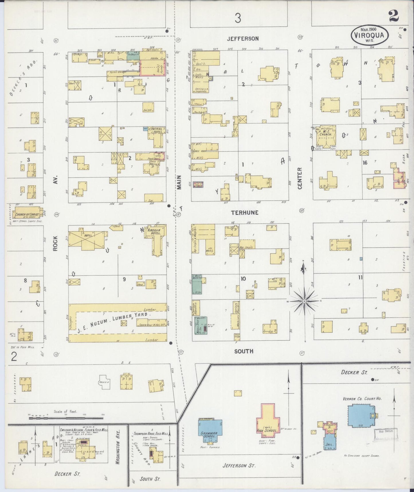 Sanborn Fire Insurance Map from Viroqua, Vernon County, Wisconsin (1900), Sheet #0002 - Historic Sanborn Fire Insurance Map Print, vintage old map wall art, antique decor, genealogy gift, Wisconsin Wisconsin map