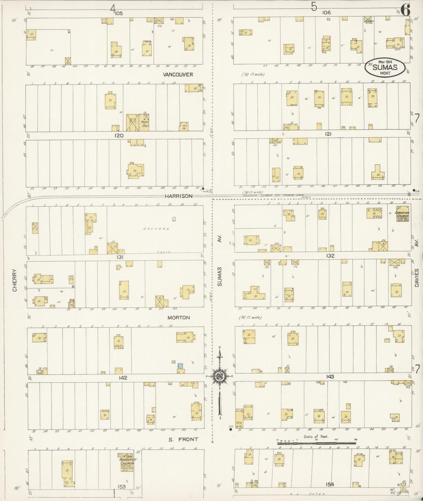 Sanborn Fire Insurance Map from Sumas, Whatcom County, Washington (1914), Sheet #0006 - Complete Map Set gallery image, historic Sanborn map, vintage wall art, Washington Washington