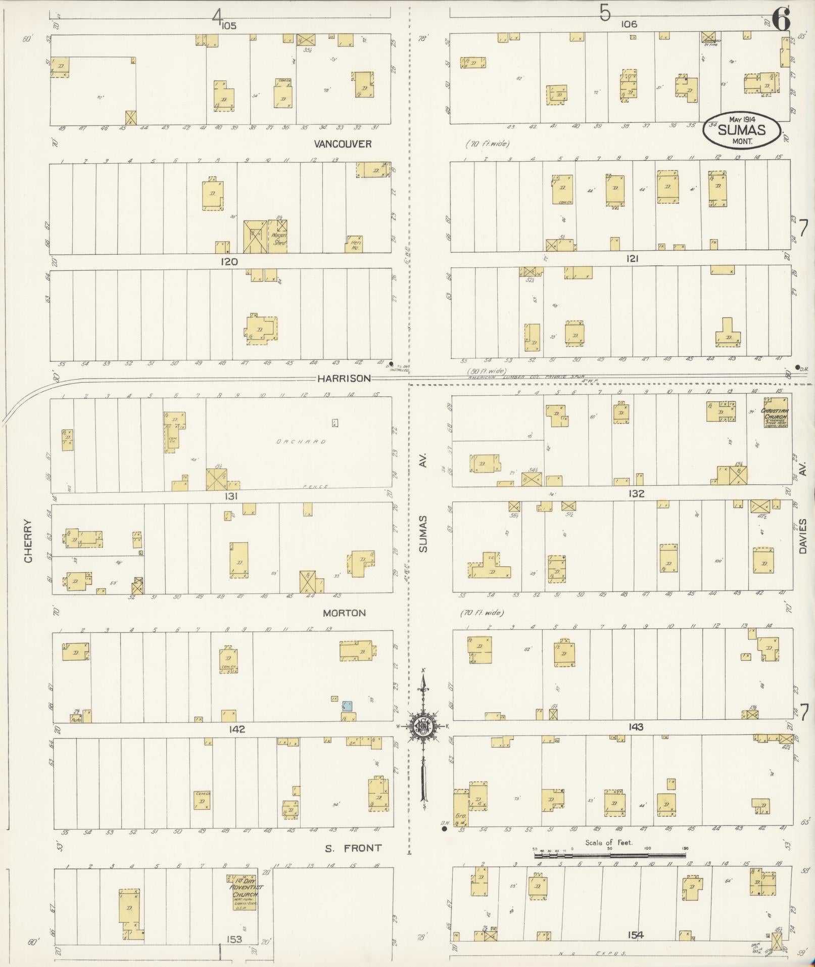 Sanborn Fire Insurance Map from Sumas, Whatcom County, Washington (1914), Sheet #0006 - Complete Map Set gallery image, historic Sanborn map, vintage wall art, Washington Washington