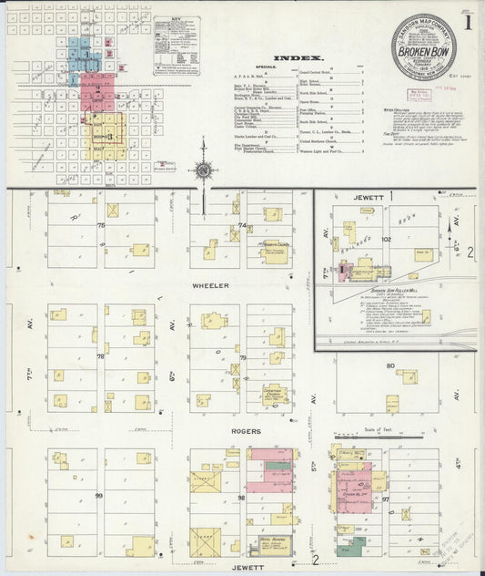 Sanborn Fire Insurance Map from Broken Bow, Custer County, Nebraska (1910), Sheet #0001 - Complete Map Set gallery image, historic Sanborn map, vintage wall art, Nebraska Nebraska