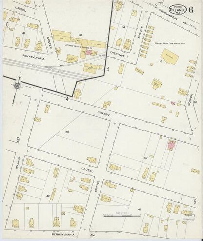 Sanborn Fire Insurance Map from Delanco, Burlington County, New Jersey (1915), Sheet #0006 - Historic Sanborn Fire Insurance Map Print, vintage old map wall art, antique decor, genealogy gift, New Jersey New Jersey map
