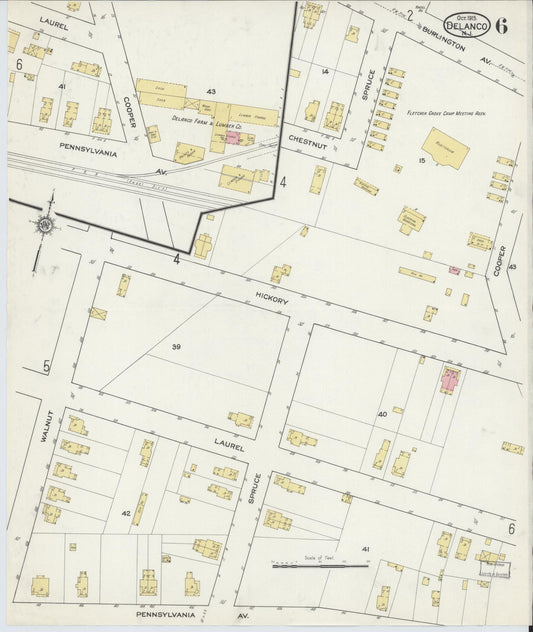 Sanborn Fire Insurance Map from Delanco, Burlington County, New Jersey (1915), Sheet #0006 - Historic Sanborn Fire Insurance Map Print, vintage old map wall art, antique decor, genealogy gift, New Jersey New Jersey map