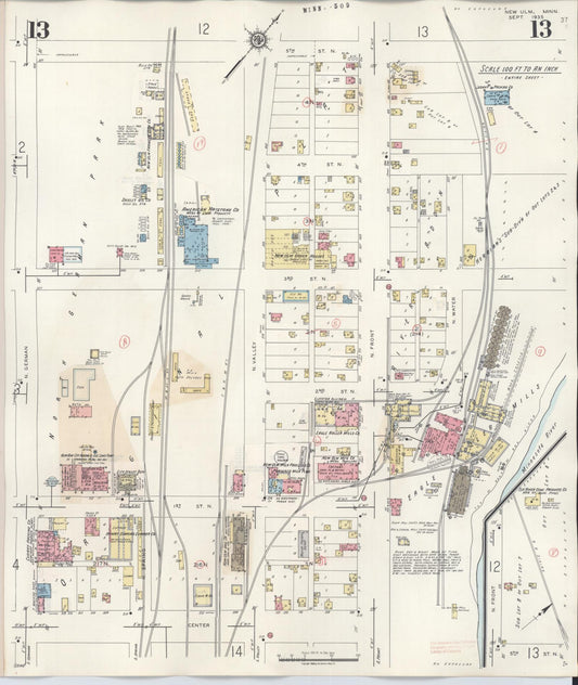 Sanborn Fire Insurance Map from New Ulm, Brown County, Minnesota (1946), Sheet #0013 - Historic Sanborn Fire Insurance Map Print, vintage old map wall art, antique decor, genealogy gift, Minnesota Minnesota map