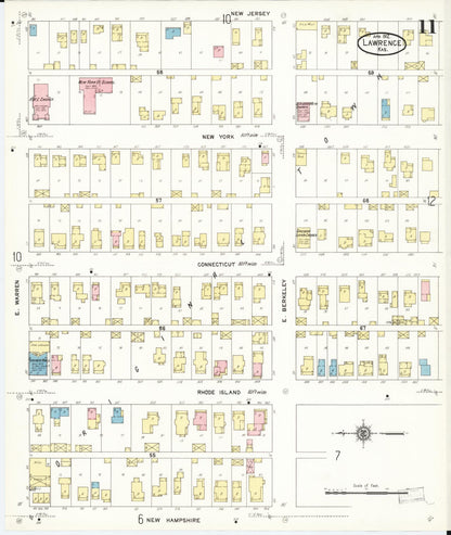 Sanborn Fire Insurance Map from Lawrence, Douglas County, Kansas (1912), Sheet #0011 - Complete Map Set gallery image, historic Sanborn map, vintage wall art, Kansas Kansas