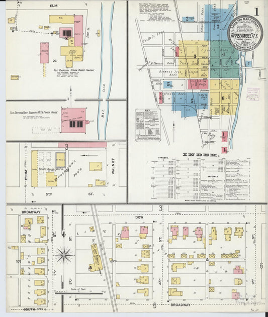 Sanborn Fire Insurance Map from Tipp City, Miami County, Ohio (1905), Sheet #0001 - Complete Map Set gallery image, historic Sanborn map, vintage wall art, Ohio Ohio