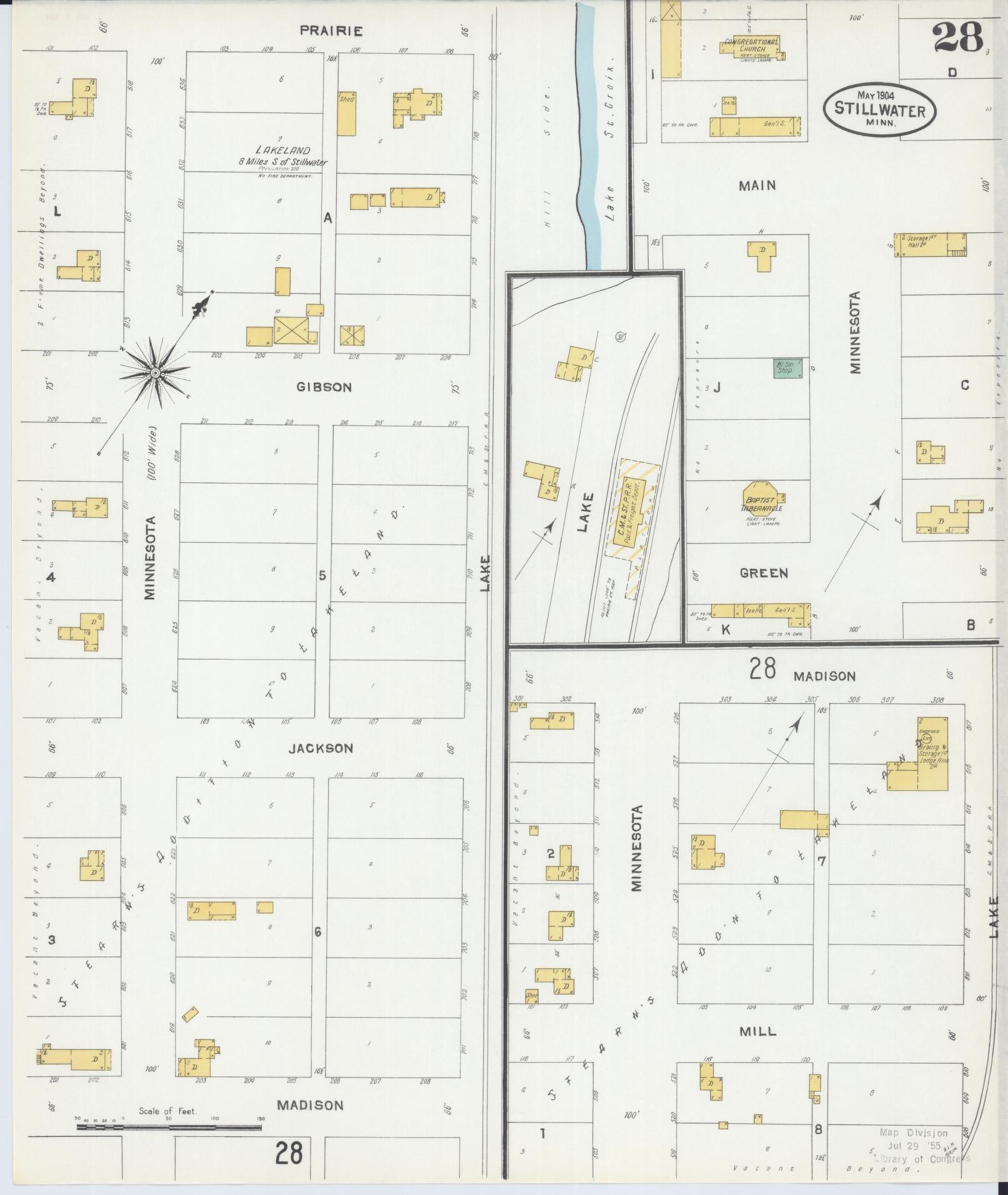Sanborn Fire Insurance Map from Stillwater, Washington County, Minnesota (1904), Sheet #0028 - Complete Map Set gallery image, historic Sanborn map, vintage wall art, Minnesota Minnesota