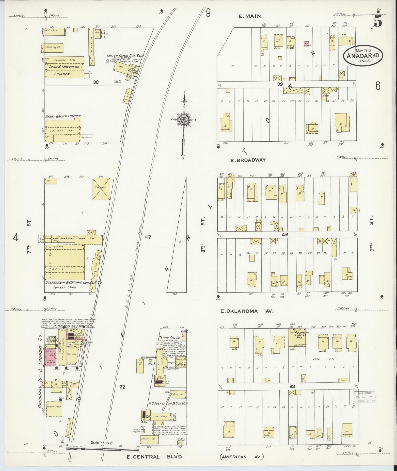 Sanborn Fire Insurance Map from Anadarko, Caddo County, Oklahoma (1910), Sheet #0005 - Complete Map Set gallery image, historic Sanborn map, vintage wall art, Oklahoma Oklahoma