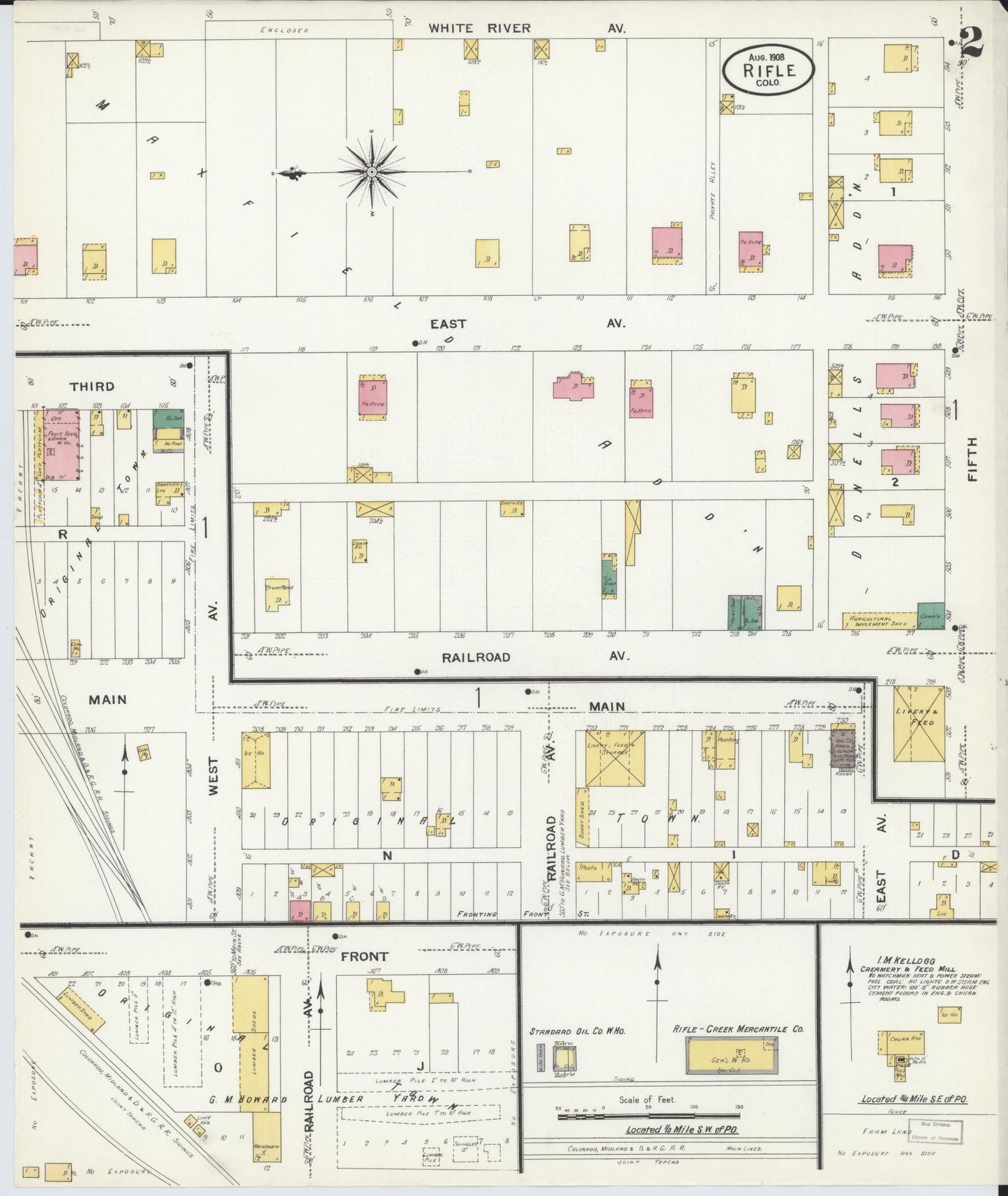 Sanborn Fire Insurance Map from Rifle, Garfield County, Colorado (1908), Sheet #0002 - Complete Map Set gallery image, historic Sanborn map, vintage wall art, Colorado Colorado