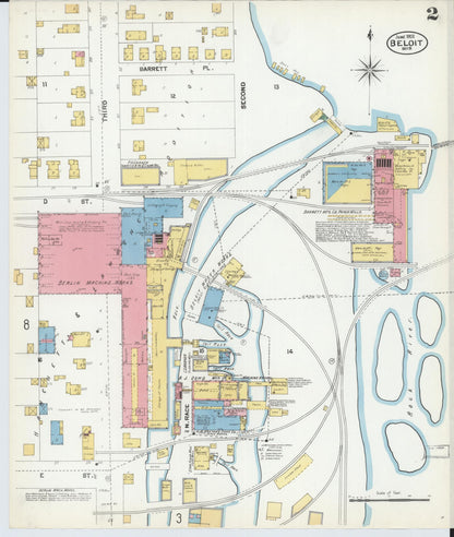 Sanborn Fire Insurance Map from Beloit, Rock County, Wisconsin (1902), Sheet #0002 - Historic Sanborn Fire Insurance Map Print, vintage old map wall art, antique decor, genealogy gift, Wisconsin Wisconsin map