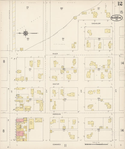 Sanborn Fire Insurance Map from Newberg, Yamhill County, Oregon (1912), Sheet #0012 - Complete Map Set gallery image, historic Sanborn map, vintage wall art, Oregon Oregon
