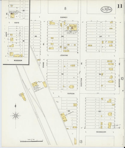 Sanborn Fire Insurance Map from El Reno, Canadian County, Oklahoma (1898), Sheet #0011 - Complete Map Set gallery image, historic Sanborn map, vintage wall art, Oklahoma Oklahoma