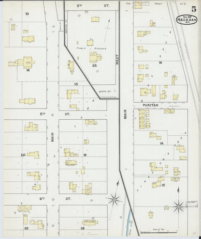 Sanborn Fire Insurance Map from Necedah, Juneau County, Wisconsin (1891), Sheet #0005 - Complete Map Set gallery image, historic Sanborn map, vintage wall art, Wisconsin Wisconsin