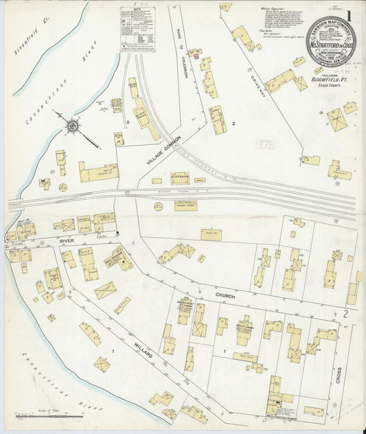 Sanborn Fire Insurance Map from North Stratford, Coos County, New Hampshire (1912), Sheet #0001 - Complete Map Set gallery image, historic Sanborn map, vintage wall art, New Hampshire New Hampshire