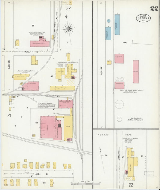Sanborn Fire Insurance Map from Geneva, Ontario County, New York (1903), Sheet #0022 - Historic Sanborn Fire Insurance Map Print, vintage old map wall art, antique decor, genealogy gift, New York New York map