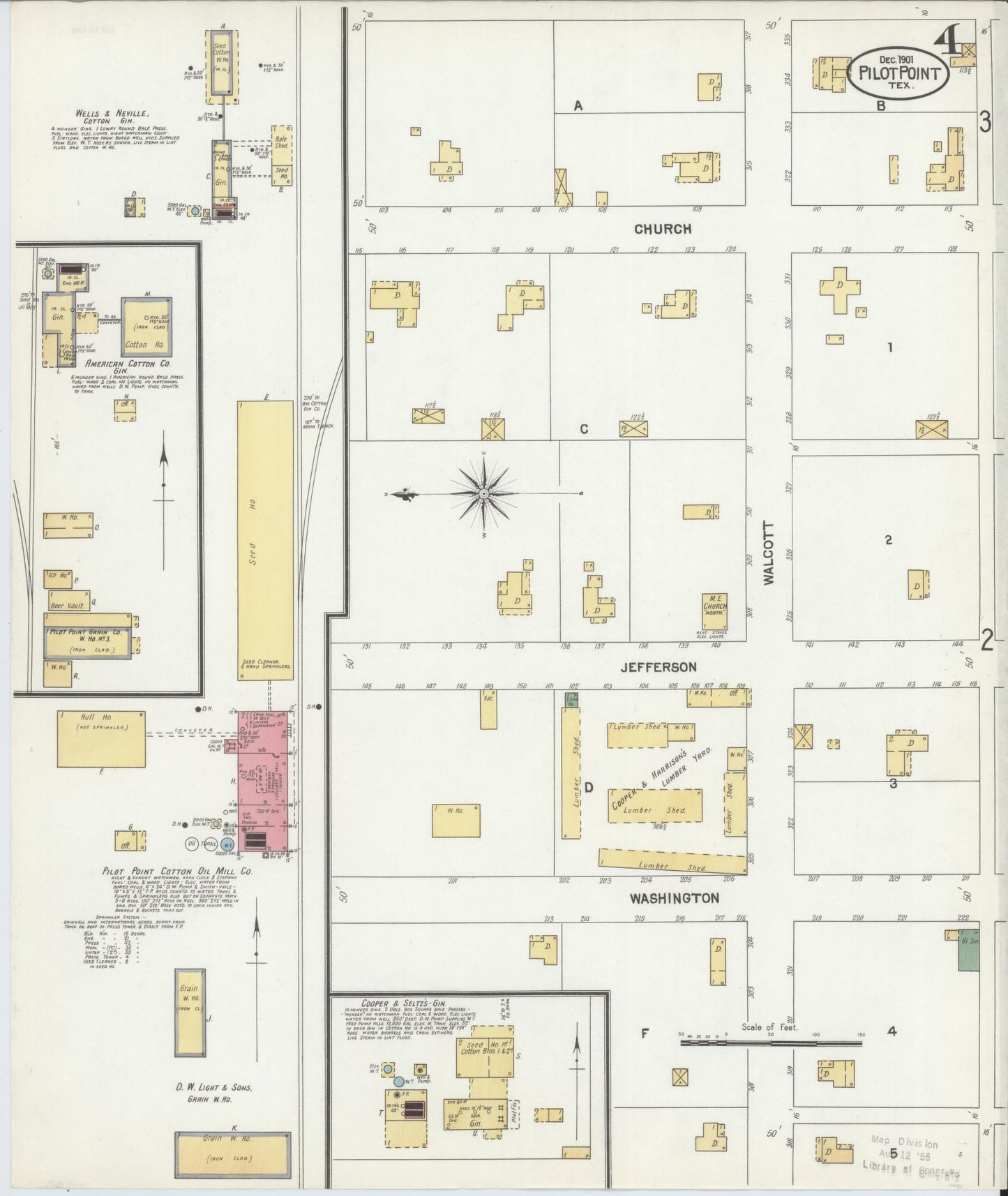 Sanborn Fire Insurance Map from Pilot Point, Denton County, Texas (1901), Sheet #0004 - Historic Sanborn Fire Insurance Map Print, vintage old map wall art, antique decor, genealogy gift, Texas Texas map