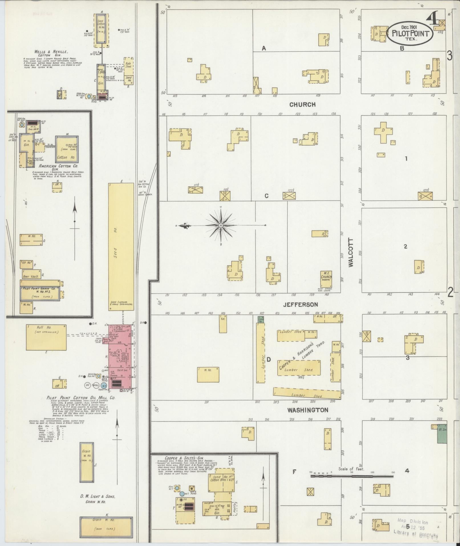 Sanborn Fire Insurance Map from Pilot Point, Denton County, Texas (1901), Sheet #0004 - Historic Sanborn Fire Insurance Map Print, vintage old map wall art, antique decor, genealogy gift, Texas Texas map