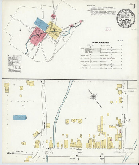 Sanborn Fire Insurance Map from Dushore, Sullivan County, Pennsylvania (1911), Sheet #0001 - Complete Map Set gallery image, historic Sanborn map, vintage wall art, Pennsylvania Pennsylvania