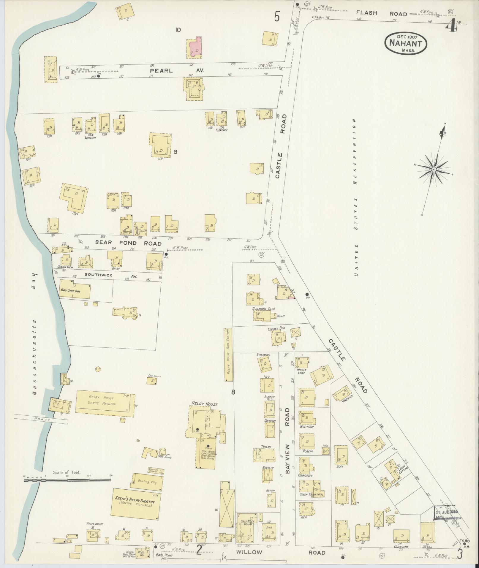 Sanborn Fire Insurance Map from Nahant, Essex County, Massachusetts (1907), Sheet #0004 - Complete Map Set gallery image, historic Sanborn map, vintage wall art, Massachusetts Massachusetts
