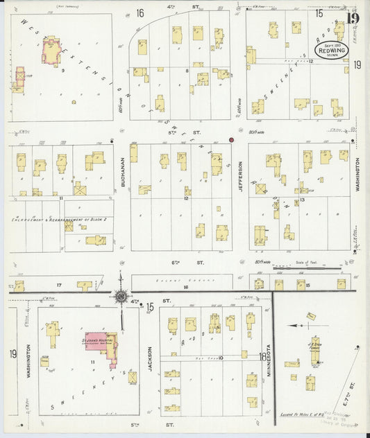 Sanborn Fire Insurance Map from Red Wing, Goodhue County, Minnesota (1910), Sheet #0019 - Historic Sanborn Fire Insurance Map Print, vintage old map wall art, antique decor, genealogy gift, Minnesota Minnesota map