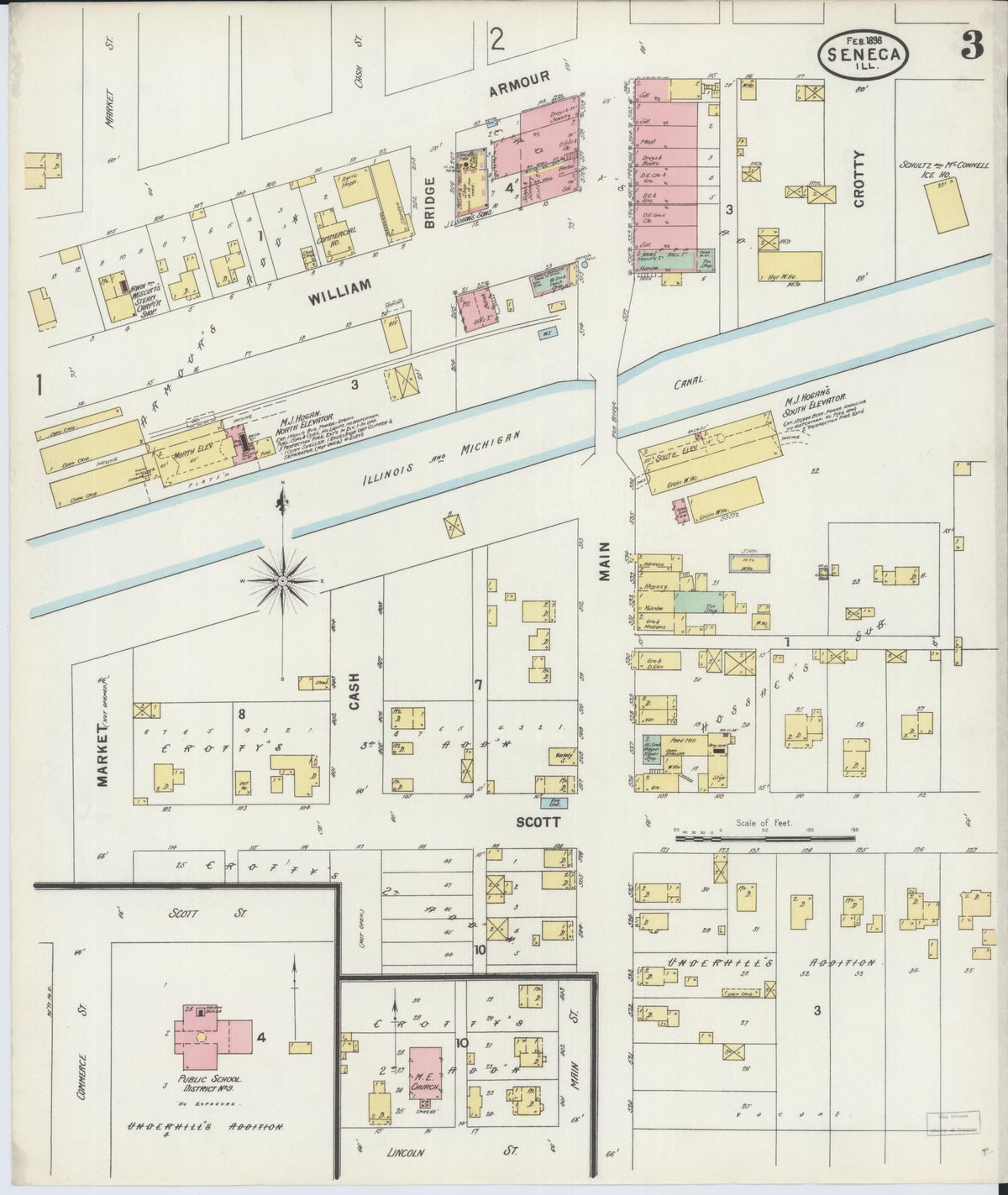 Sanborn Fire Insurance Map from Seneca, La Salle County, Illinois (1898), Sheet #0003 - Historic Sanborn Fire Insurance Map Print, vintage old map wall art, antique decor, genealogy gift, Illinois Illinois map