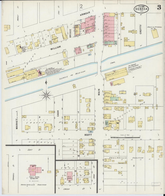 Sanborn Fire Insurance Map from Seneca, La Salle County, Illinois (1898), Sheet #0003 - Historic Sanborn Fire Insurance Map Print, vintage old map wall art, antique decor, genealogy gift, Illinois Illinois map