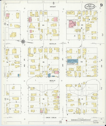 Sanborn Fire Insurance Map from La Salle, La Salle County, Illinois (1911), Sheet #0009 - Historic Sanborn Fire Insurance Map Print, vintage old map wall art, antique decor, genealogy gift, Illinois Illinois map