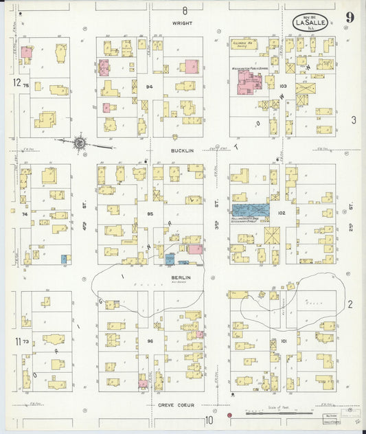 Sanborn Fire Insurance Map from La Salle, La Salle County, Illinois (1911), Sheet #0009 - Historic Sanborn Fire Insurance Map Print, vintage old map wall art, antique decor, genealogy gift, Illinois Illinois map