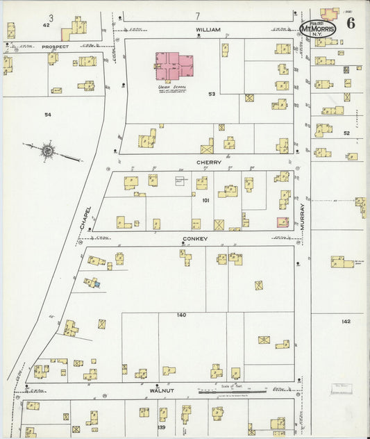 Sanborn Fire Insurance Map from Mount Morris, Livingston County, New York (1921), Sheet #0006 - Historic Sanborn Fire Insurance Map Print, vintage old map wall art, antique decor, genealogy gift, New York New York map