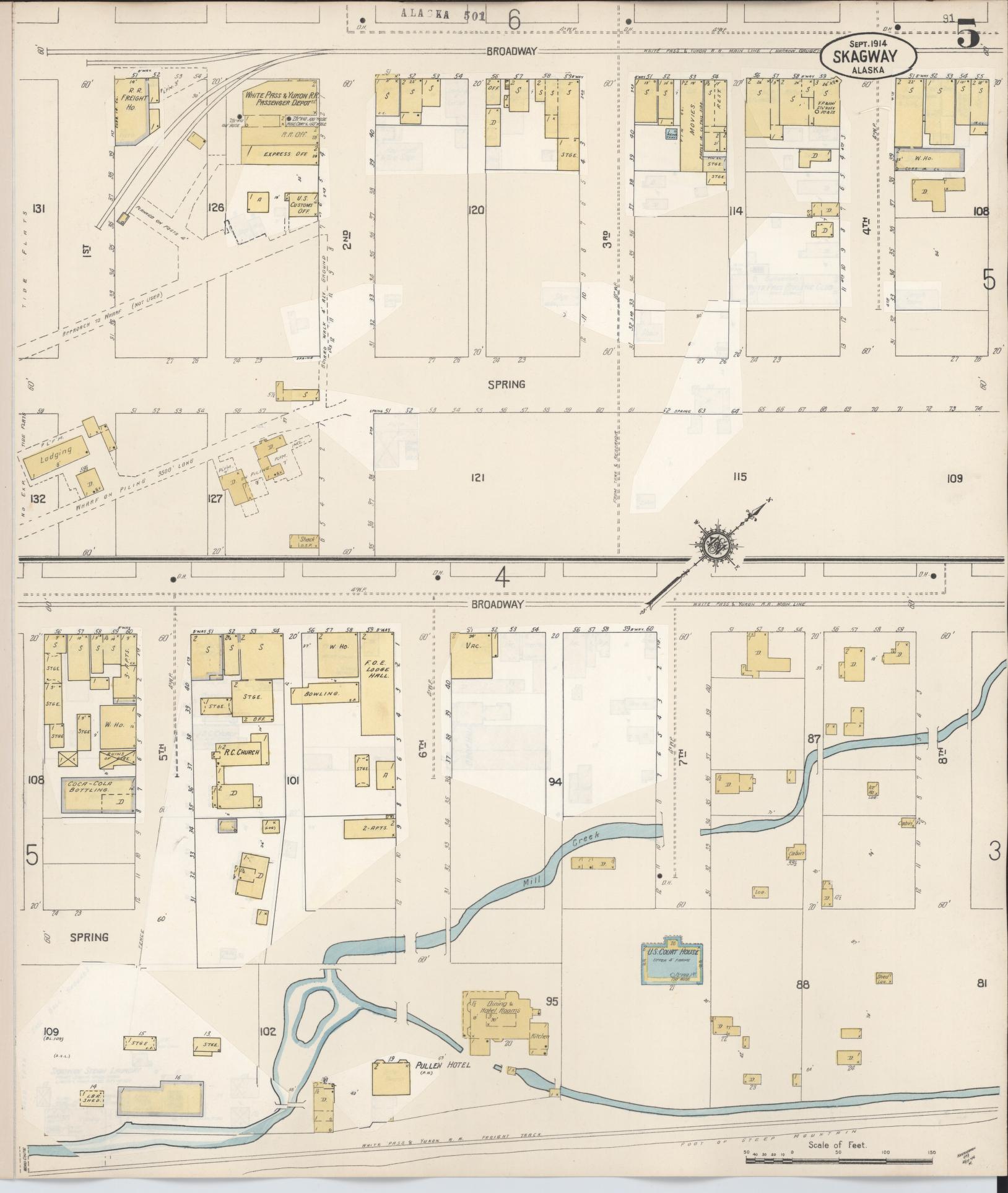 Sanborn Fire Insurance Map from Skagway, Shagway-yakutat Census Division, Alaska (1948), Sheet #0005 - Complete Map Set gallery image, historic Sanborn map, vintage wall art, Alaska Alaska