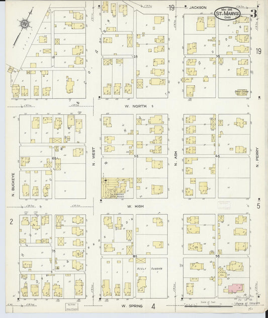 Sanborn Fire Insurance Map from Saint Marys, Auglaize County, Ohio (1914), Sheet #0003 - Historic Sanborn Fire Insurance Map Print, vintage old map wall art, antique decor, genealogy gift, Ohio Ohio map
