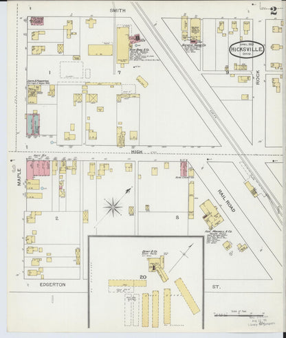 Sanborn Fire Insurance Map from Hicksville, Defiance County, Ohio (1893), Sheet #0002 - Complete Map Set gallery image, historic Sanborn map, vintage wall art, Ohio Ohio