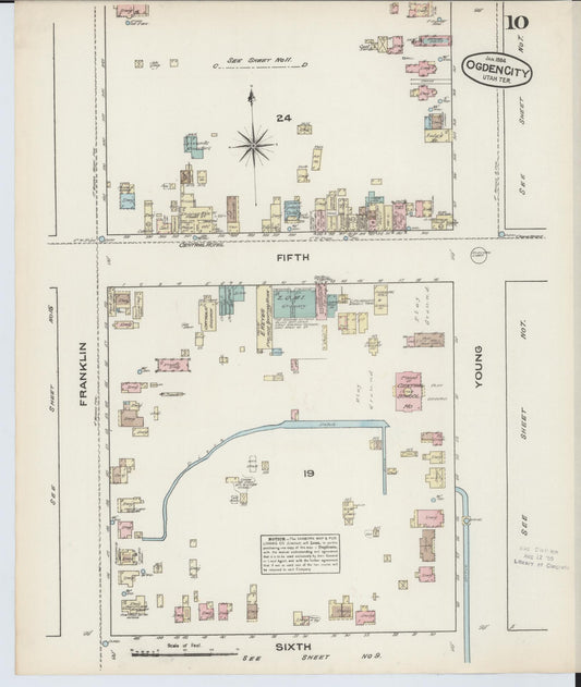 Sanborn Fire Insurance Map from Ogden, Weber County, Utah (1884), Sheet #0010 - Historic Sanborn Fire Insurance Map Print, vintage old map wall art, antique decor, genealogy gift, Utah Utah map