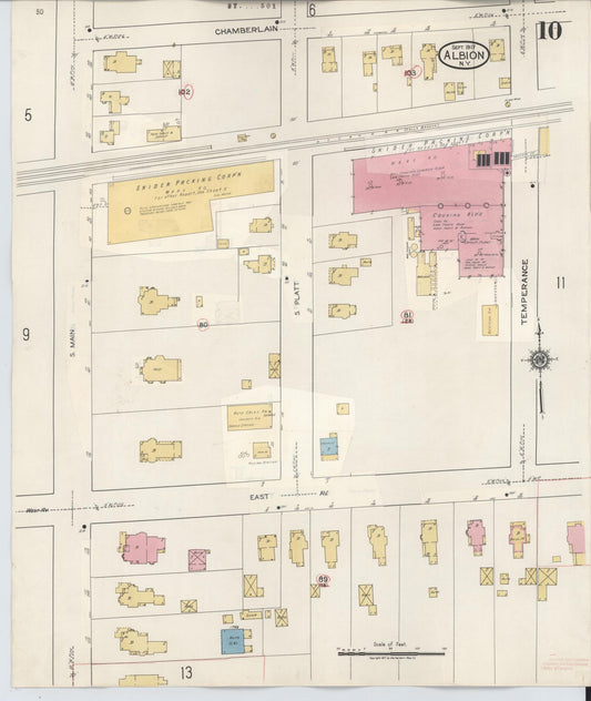 Sanborn Fire Insurance Map from Albion, Orleans County, New York (1941), Sheet #0010 - Historic Sanborn Fire Insurance Map Print, vintage old map wall art, antique decor, genealogy gift, New York New York map
