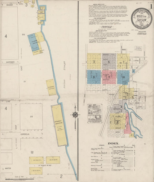 Sanborn Fire Insurance Map from Suisun, Solano County, California (1920), Sheet #0001 - Complete Map Set gallery image, historic Sanborn map, vintage wall art, California California