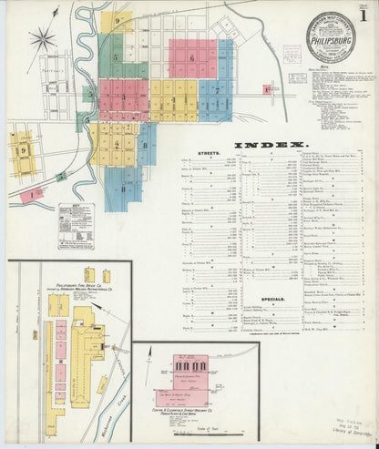 Sanborn Fire Insurance Map from Philipsburg, Centre County, Pennsylvania (1904), Sheet #0001 - Historic Sanborn Fire Insurance Map Print, vintage old map wall art, antique decor, genealogy gift, Pennsylvania Pennsylvania map