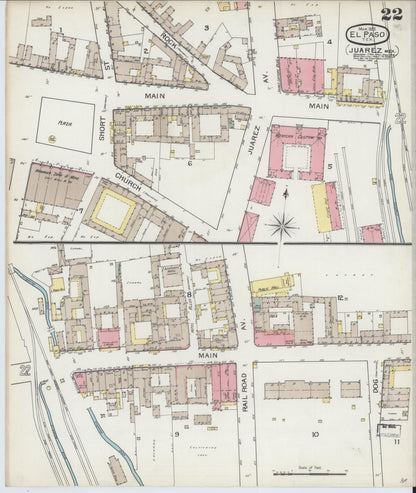 Sanborn Fire Insurance Map from El Paso, El Paso County, Texas (1893), Sheet #0022 - Complete Map Set gallery image, historic Sanborn map, vintage wall art, Texas Texas