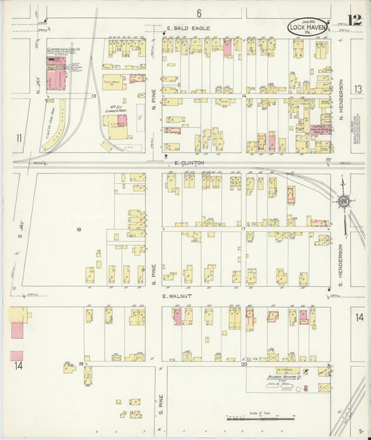 Sanborn Fire Insurance Map from Lock Haven, Clinton County, Pennsylvania (1914), Sheet #0012 - Historic Sanborn Fire Insurance Map Print, vintage old map wall art, antique decor, genealogy gift, Pennsylvania Pennsylvania map