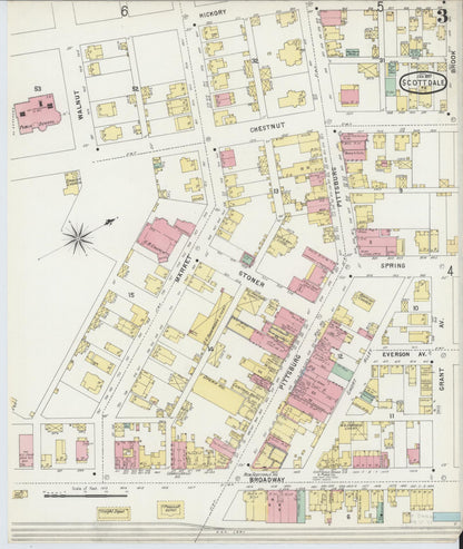 Sanborn Fire Insurance Map from Scottdale, Westmoreland County, Pennsylvania (1897), Sheet #0003 - Historic Sanborn Fire Insurance Map Print, vintage old map wall art, antique decor, genealogy gift, Pennsylvania Pennsylvania map