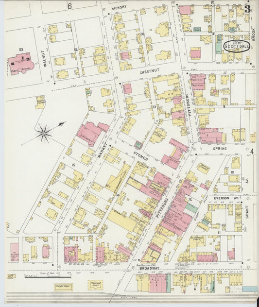 Sanborn Fire Insurance Map from Scottdale, Westmoreland County, Pennsylvania (1897), Sheet #0003 - Historic Sanborn Fire Insurance Map Print, vintage old map wall art, antique decor, genealogy gift, Pennsylvania Pennsylvania map