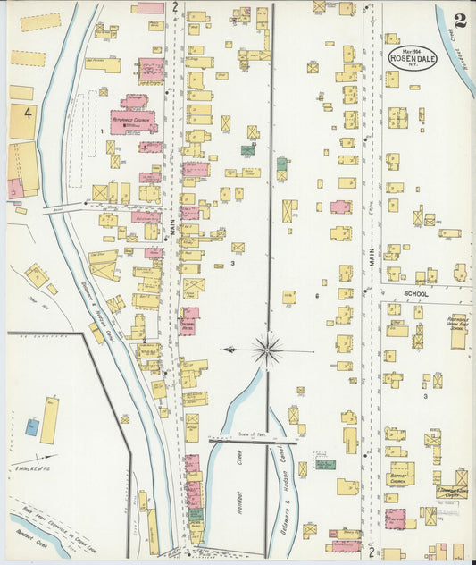 Sanborn Fire Insurance Map from Rosendale, Ulster County, New York (1904), Sheet #0002 - Historic Sanborn Fire Insurance Map Print, vintage old map wall art, antique decor, genealogy gift, New York New York map